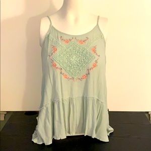 Blu Pepper Tank w/ Adjustable Straps & Embroidery